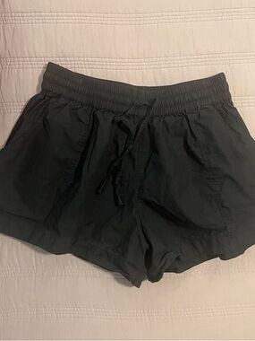 Apiece Apart Black Elastic-Waist Organic Cotton Shorts Minimalist Modern